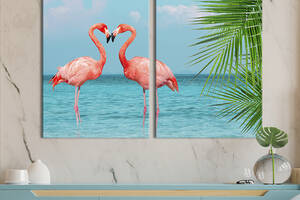 Модульная картина на холсте KIL Art Влюбленные фламинго 111x81 см (187-2)