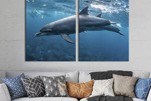 Модульная картина на холсте KIL Art Игривая стая дельфинов 71x51 см (205-2)