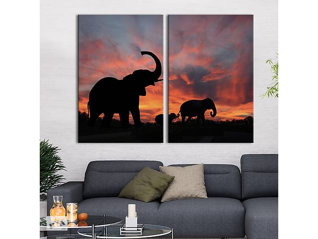 Модульная картина на холсте KIL Art Индийские слоны 111x81 см (136-2)