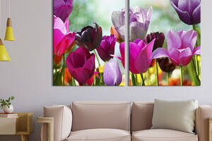 Модульная картина на холсте KIL Art Изобилие тюльпанов 111x81 см (224-2)