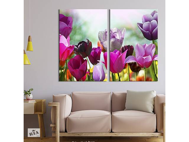 Модульная картина на холсте KIL Art Изобилие тюльпанов 111x81 см (224-2)