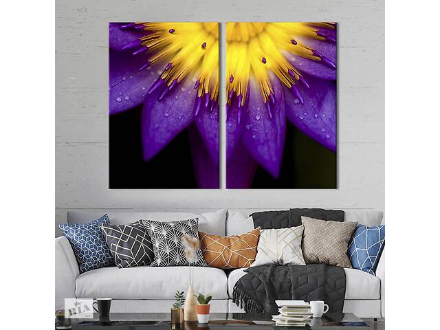 Модульная картина на холсте KIL Art Жёлто-фиолетовый цветок 71x51 см (218-2)