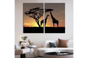 Модульная картина на холсте KIL Art Жирафи на закате 111x81 см (130-2)