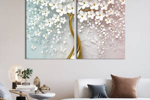 Модульная картина на холсте KIL Art Живописное белое дерево 165x122 см (272-2)