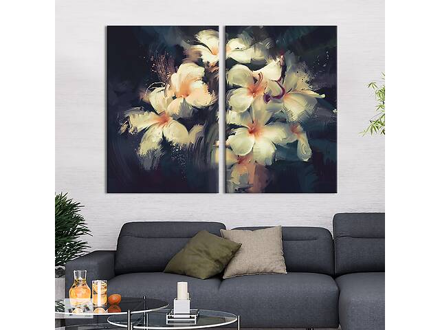 Модульная картина на холсте KIL Art Живописные белые цветы 111x81 см (242-2)
