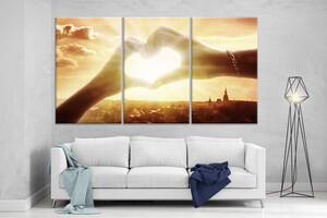 Модульная картина на холсте ProfART XL102 из трех частей 167 x 99 см Любовь на закате (hub_VOsP83307)