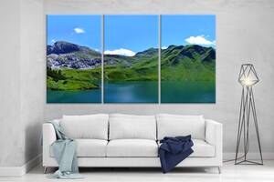Модульная картина на холсте ProfART XL94 из трех частей 167 x 99 см Озеро в горах (hub_KHmB68325)