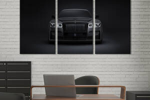 Модульная картина на холсте из 3 частей KIL Art Автомобиль миллионера Rolls-Royce Black Badge Ghost 128x81 см (1276-31)