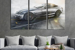 Модульная картина на холсте из 3 частей KIL Art Элитный автомобиль Mercedes-Benz SLR McLaren 128x81 см (1367-31)