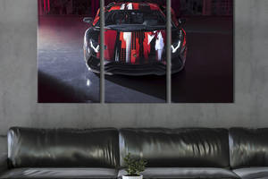Модульная картина на холсте из 3 частей KIL Art Пёстрый автомобиль Lamborghini Aventador S – Yamamoto 128x81 см