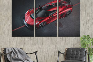 Модульная картина на холсте из 3 частей KIL Art Стильный автомобиль Koenigsegg Jesko Absolut 78x48 см (1241-31)