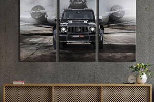 Модульная картина на холсте из 3 частей KIL Art триптих Чёрный Mercedes AMG G63 Brabus 128x81 см (1247-31)