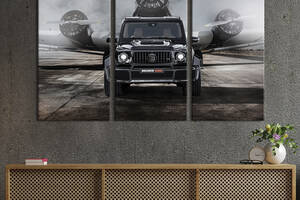 Модульная картина на холсте из 3 частей KIL Art триптих Чёрный Mercedes AMG G63 Brabus 156x100 см (1247-31)