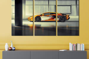 Модульная картина на холсте из 3 частей KIL Art триптих Стильный автомобиль Lamborghini Aventador S 128x81 см (1248-31)