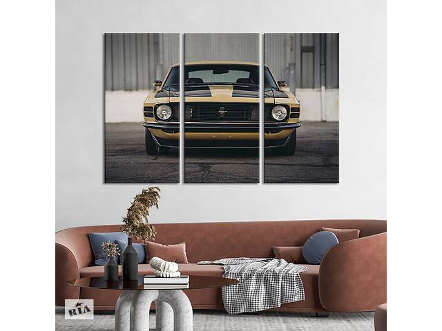 Модульная картина на холсте из 3 частей KIL Art триптих Раритетный Ford Mustang 1970 года 78x48 см (1254-31)