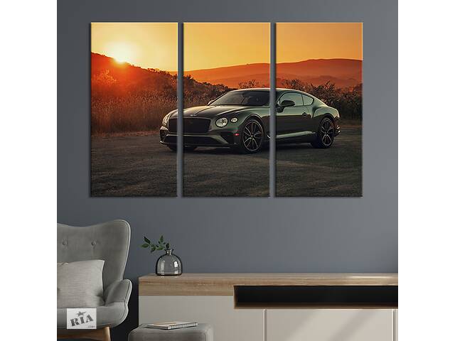 Модульная картина на холсте из 3 частей KIL Art триптих Роскошное авто Bentley Continental 128x81 см (1255-31)