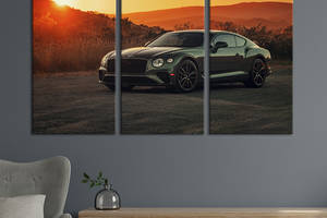 Модульная картина на холсте из 3 частей KIL Art триптих Роскошное авто Bentley Continental 156x100 см (1255-31)