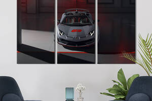 Модульная картина на холсте из 3 частей KIL Art триптих Знаменитое авто Lamborghini 156x100 см (1264-31)