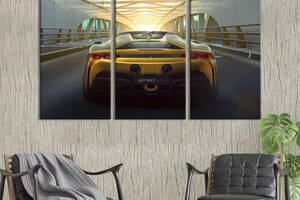 Модульная картина на холсте из 3 частей KIL Art триптих Ferrari SF90 Spider вид сзади 78x48 см (1319-31)
