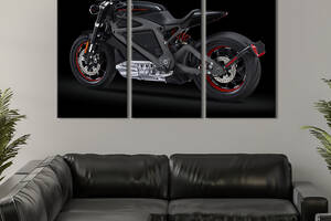Модульная картина на холсте из 3 частей KIL Art триптих Грациозный мотоцикл Harley-Davidson 156x100 см (1328-31)
