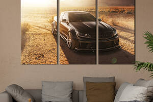 Модульная картина на холсте из 3 частей KIL Art триптих Mercedes-Benz в пустыне 128x81 см (1366-31)