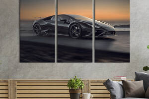 Модульная картина на холсте из 3 частей KIL Art триптих Модель авто Lamborghini Huracan EVO 78x48 см (1371-31)