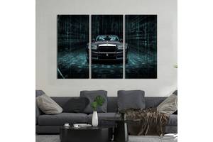 Модульная картина на холсте из 3 частей KIL Art триптих Премиум-авто Rolls-Royce Wraith 128x81 см (1395-31)