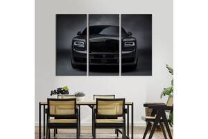 Модульная картина на холсте из 3 частей KIL Art триптих Эффектная модель авто Rolls-Royce Призрак 128x81 см (1396-31)