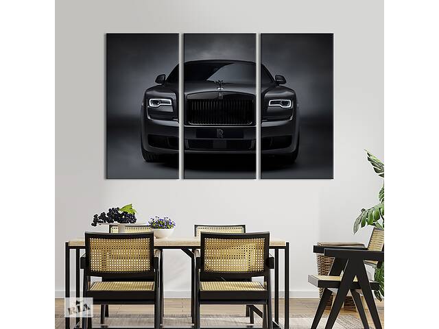 Модульная картина на холсте из 3 частей KIL Art триптих Эффектная модель авто Rolls-Royce Призрак 156x100 см (1396-31)