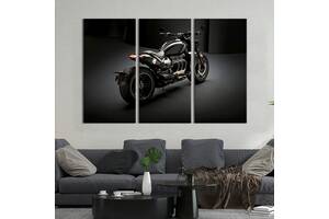 Модульная картина на холсте из 3 частей KIL Art триптих Брутальный мотоцикл Triumph Rocket 3 128x81 см (1407-31)