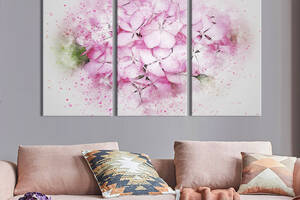 Модульная картина на холсте из 3 частей KIL Art триптих Цветы на белом фоне 78x48 см (822-31)