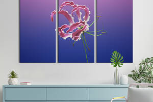 Модульная картина на холсте из 3 частей KIL Art триптих Необычная розовая лилия 156x100 см (840-31)