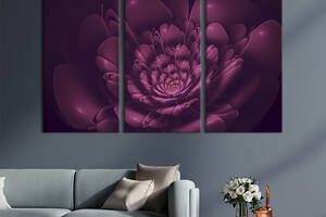 Модульная картина на холсте из 3 частей KIL Art триптих Восхитительный пурпурный цветок 78x48 см (877-31)