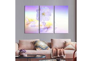Модульная картина на холсте из 3 частей KIL Art триптих Невесомые нежные цветы 78x48 см (955-31)