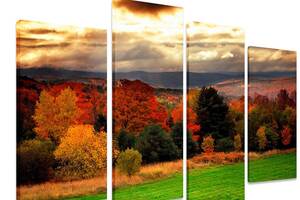 Модульна картина на полотні із чотирьох частин KIL Art Ліс Різнобарвна осінь 129x90 см (M4_L_243)