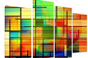 Модульная картина на холсте из четырех частей KIL Art Абстракция Спектр 129x90 см (M4_L_272)