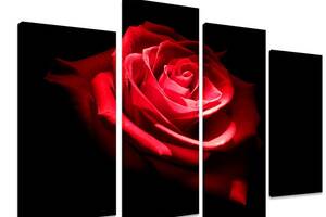 Модульна картина на полотні із чотирьох частин KIL Art Квітка Розкішна троянда 129x90 см (M4_L_276)