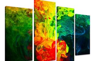Модульна картина на полотні із чотирьох частин KIL Art Абстракція Експресія фарб 129x90 см (M4_L_282)