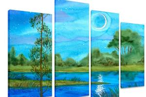 Модульна картина на полотні із чотирьох частин KIL Art Природа Місячна ніч 129x90 см (M4_L_284)