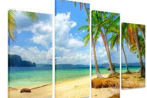 Модульная картина на холсте из четырех частей KIL Art Природа Тропический пляж 129x90 см (M4_L_289)