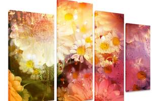 Модульна картина на полотні із чотирьох частин KIL Art Природа Квіткова симфонія 129x90 см (M4_L_290)