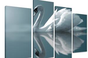 Модульная картина на холсте из четырех частей KIL Art Птица Утонченный лебедь 129x90 см (M4_L_304)