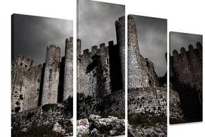 Модульная картина на холсте из четырех частей KIL Art Замок Старинные стены замка 129x90 см (M4_L_307)