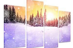 Модульная картина на холсте из четырех частей KIL Art Природа Снежный рассвет 129x90 см (M4_L_308)