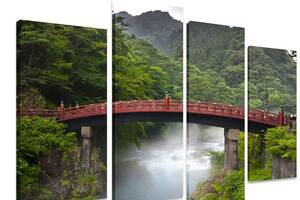 Модульная картина на холсте из четырех частей KIL Art Река Красный мост 129x90 см (M4_L_309)