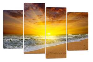 Модульна картина на полотні із чотирьох частин KIL Art Пляж Промені над морем 129x90 см (M4_L_311)