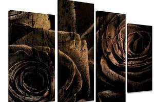 Модульная картина на холсте из четырех частей KIL Art Цветы Загадочные розы 129x90 см (M4_L_323)