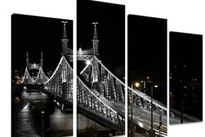 Модульная картина на холсте из четырех частей KIL Art Река Великолепный мост 129x90 см (M4_L_331)