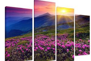 Модульная картина на холсте из четырех частей KIL Art Природа Цветочные склоны 129x90 см (M4_L_340)
