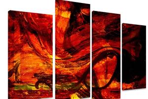 Модульная картина на холсте из четырех частей KIL Art Абстракция Огненная хаотичность 129x90 см (M4_L_346)